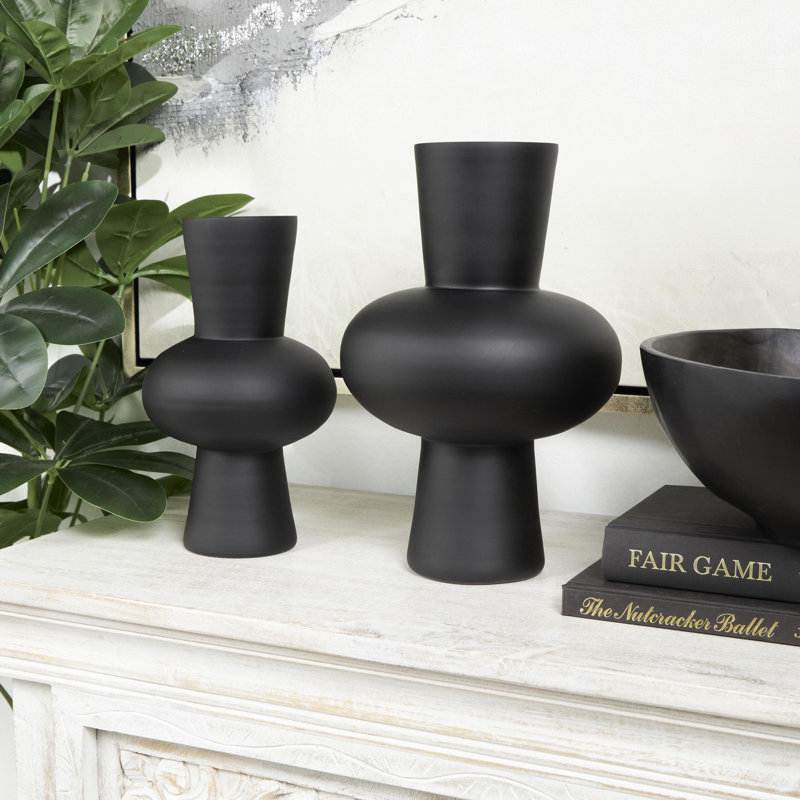 Mable Glass Table Vase, Black