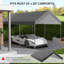 Housse de remplacement pour auvent 10 'x 20' en polyéthylène gris 1 pièce imperméable avec protection contre les rayons UV et cordes élastiques