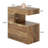 25.59" C-Shaped End Table with 2-Tier Storage, Rustic Brown Sofa Side Table