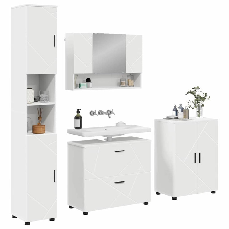 Wall Mounted Required Bathroom Storage Furniture Set, White