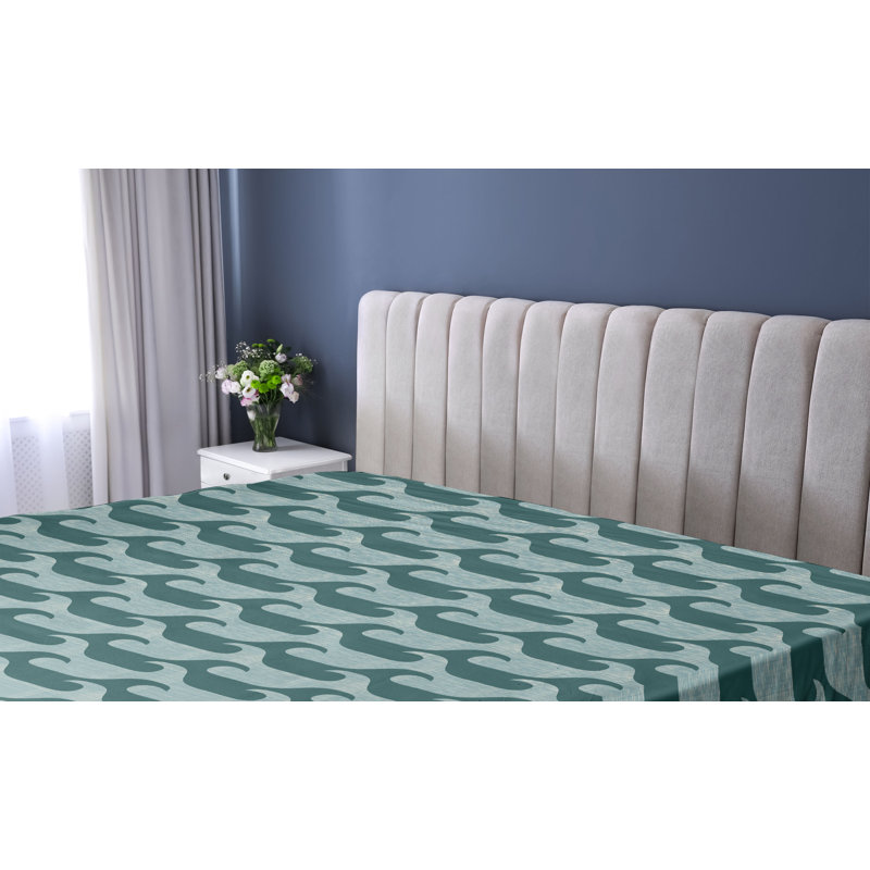 Ambesonne Nature Fitted Sheet Leaves Botanical Style Art, Hunter Green/Cadet Blue Abstract, Queen Fitted Sheet