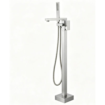 Freestanding Tub Filler Floor Mount Bathtub Faucet With Handheld Shower