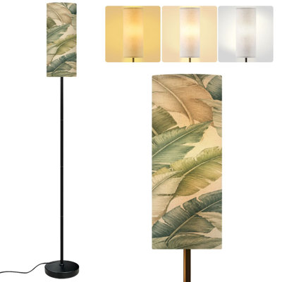  68.5" Standing Floor Lamp Nature seamless Hand drawn abstract tropical summer palm tree banana Dimmable Metal Pole Lamp with Linen Lampshade LED Bulb Included