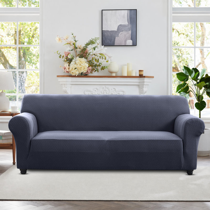LUXURY NEW SPANDEX FURNITURE SOFA PROTECTOR 4 SEATER, Blue/Grey