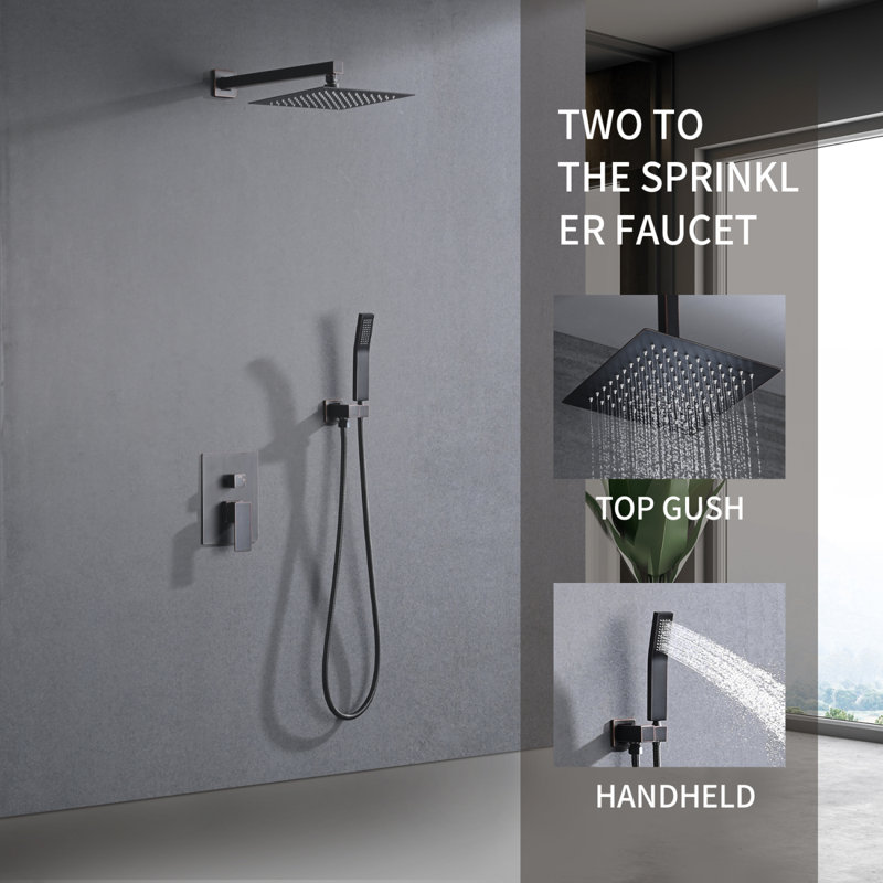Shower System Shower Faucet Combo Set Wall Mounted With 10" Rainfall Shower Head And Handheld Shower Faucet