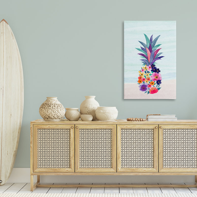 Art floral sur toile, ananas et plage par JJ Design House LLC, H 45 po x l 30 po