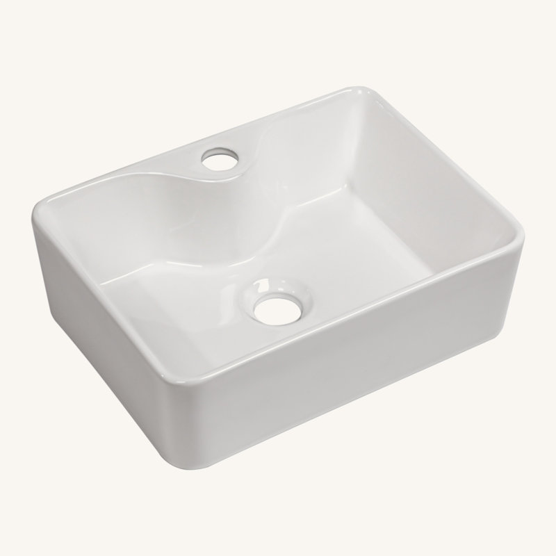 Lavabo de salle de bain rectangulaire en céramique blanche 16 "X12"