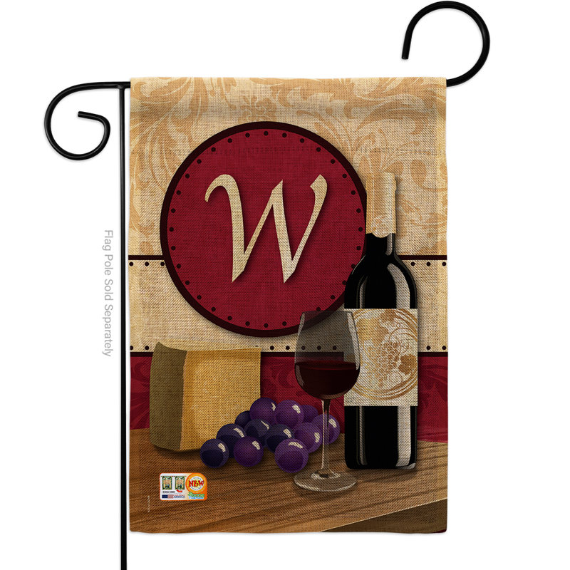 Ensemble de drapeaux 19 po x 13 po Wine H Initiale Happy Hour and Drinks, W
