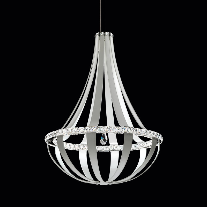 Crystal Empire 20 - Light LED Chandelier, White Pass Leather, 3000K