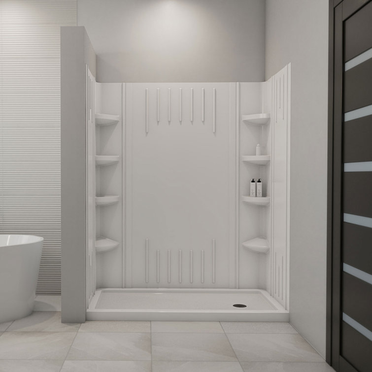 Qwall 60" W x 32" D x 75.63" H Framed Rectangle Shower Stall with Base Included