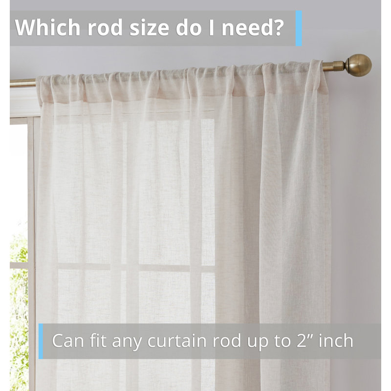 Hailey Faux Linen Sheer Curtain Panels, 54" W x 84" L, Beige