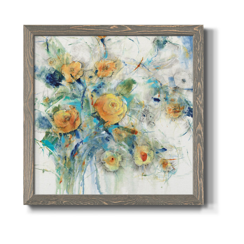 " Flower Study I ", 35.5" H x 35.5" W x 1.5" D, Gray Framed