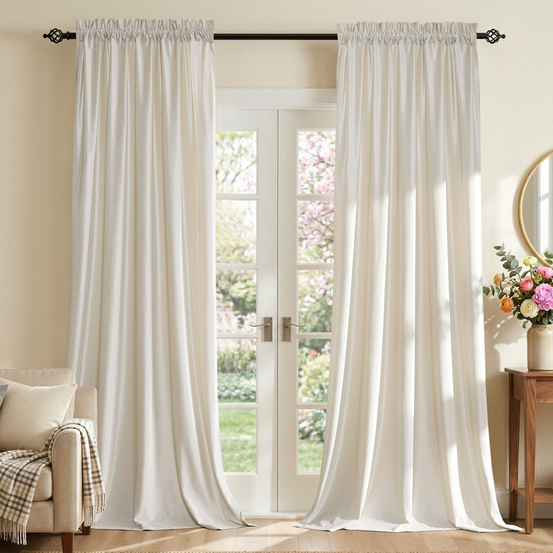 Luxury Velvet Room Darkening 75%-95% Curtain. Modern Elegant Bedroom Living room Thermal Insulated Heavy Thick Soundproof Rod Pocket Window Drapes 2 Panels