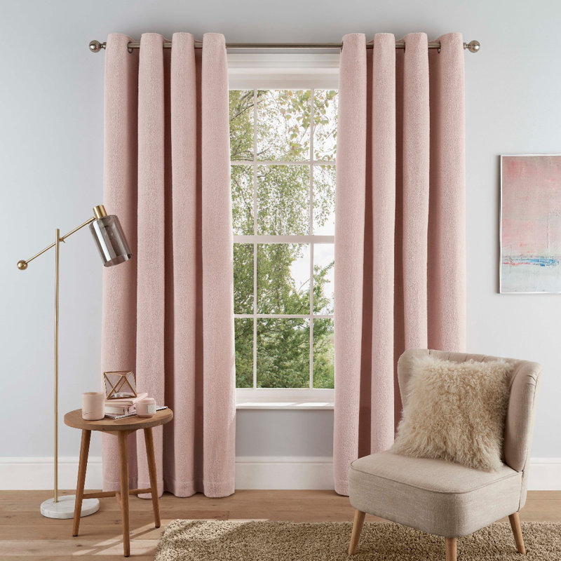 Livinia Semi Sheer Curtain Pair, 168 W x 183 D cm, Blush