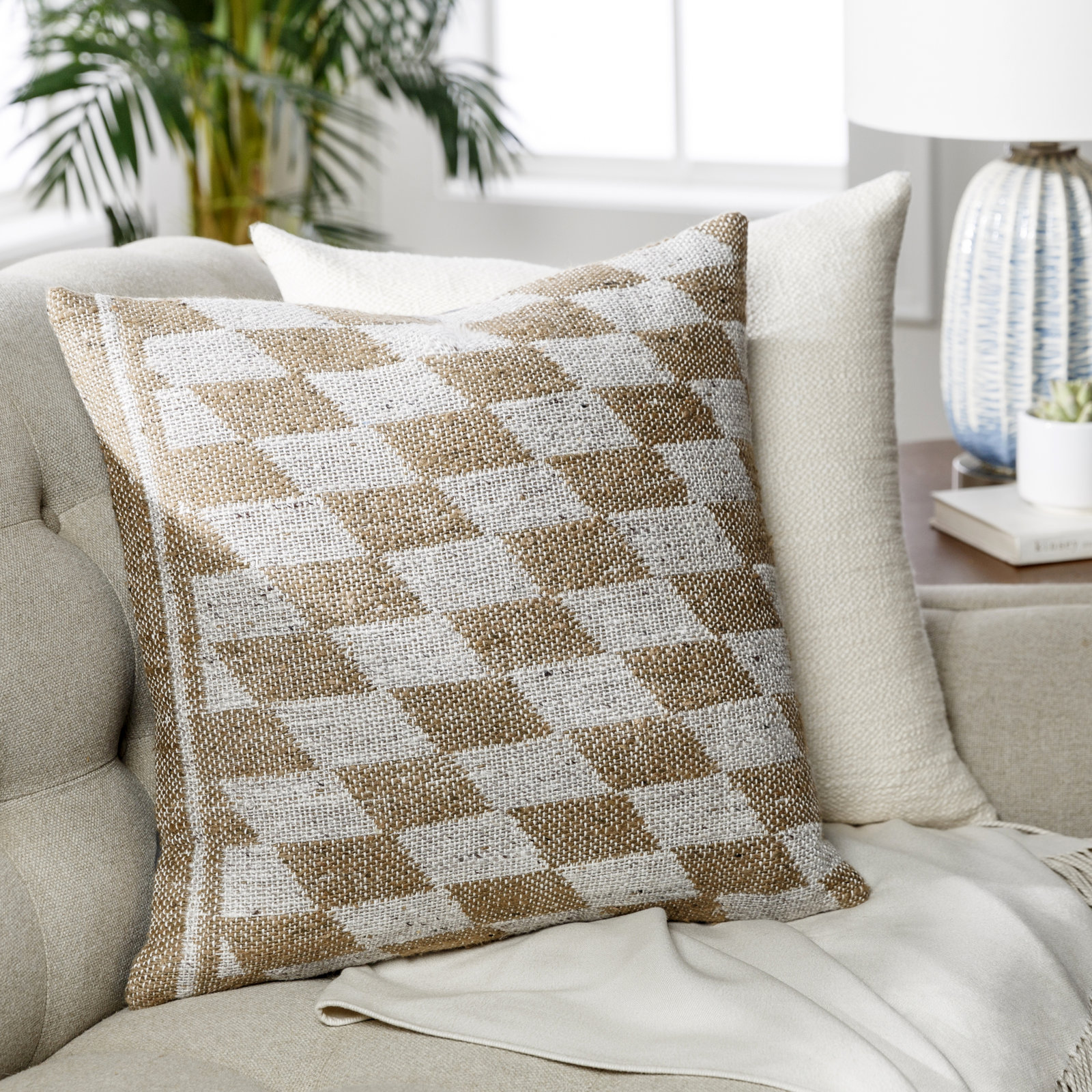Mahala Geometric Viscose Blend Pillow Cover, 22" x 22", Down