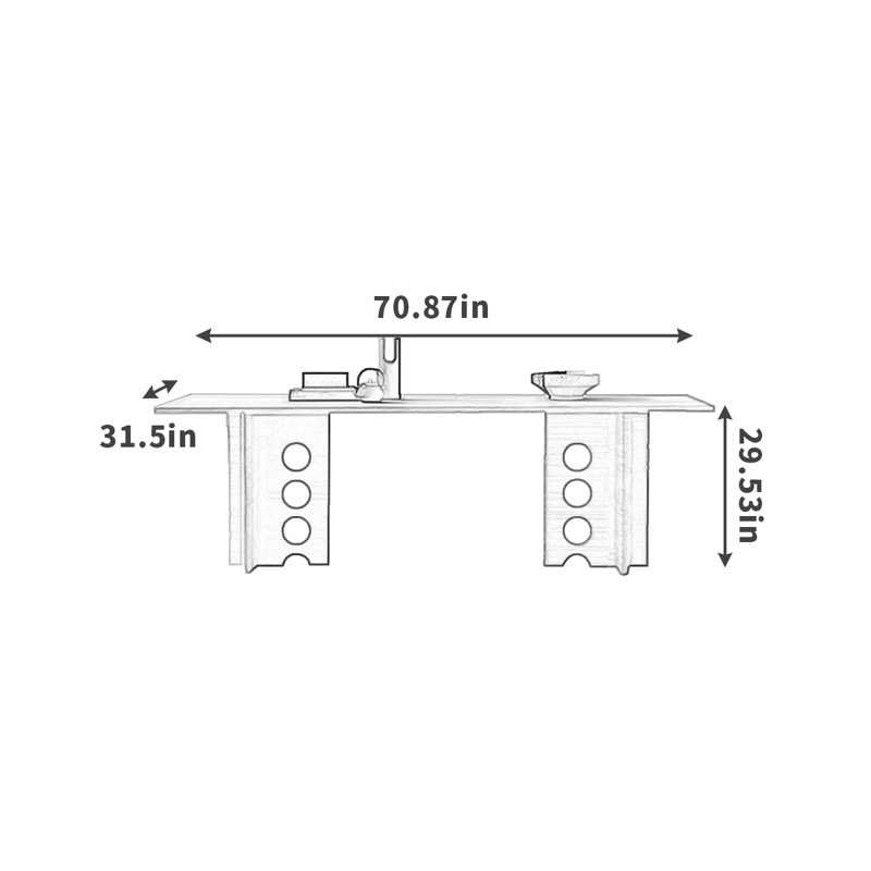 Suri, H 29,53 po x L 70,87 po x l 31,5 po