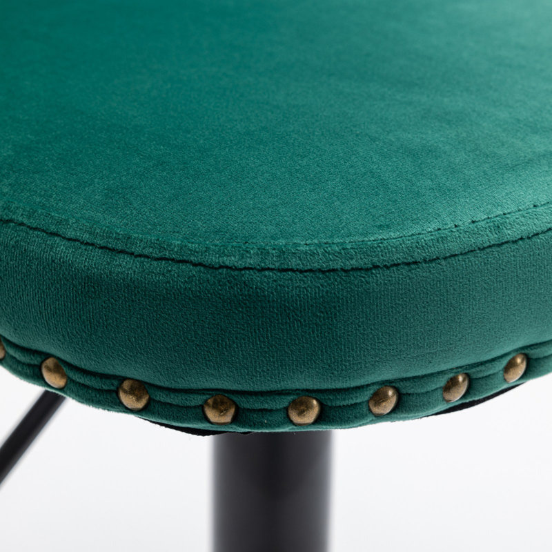 Tabourets de bar pivotants en velours à hauteur réglable de 25 à 33 pouces, base de 17,7 pouces, tabourets de bar rembourrés modernes avec dossier capitonné et confortable pour la maison et l'îlot de cuisine, vert, ensemble de 2, SW1812GN