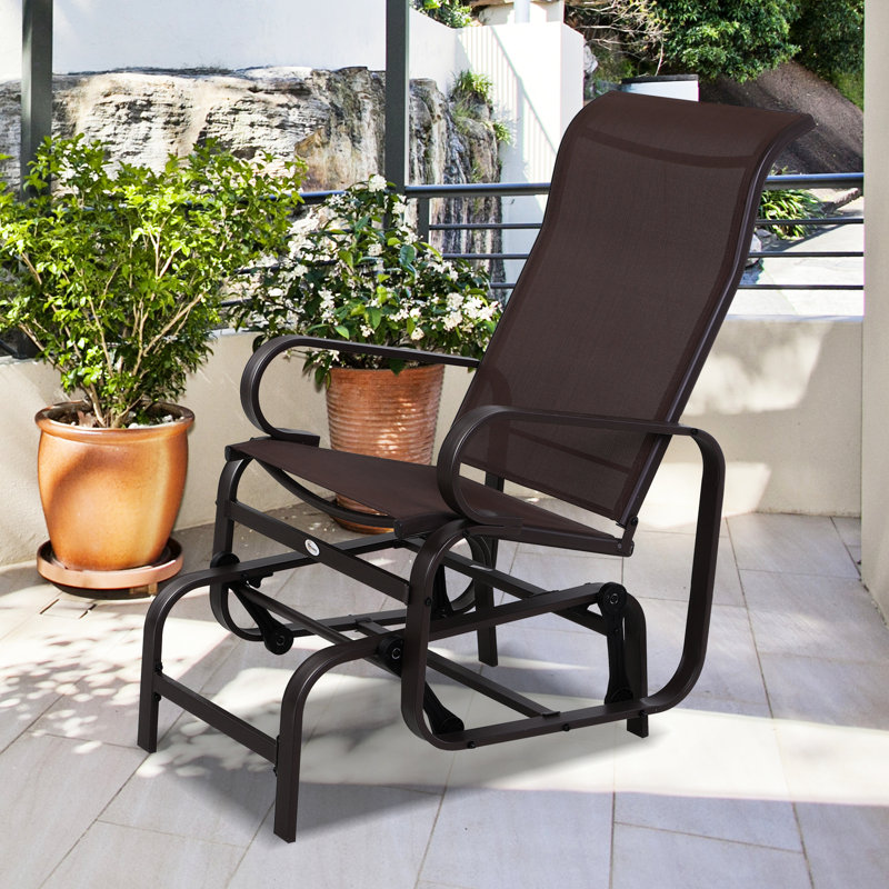 Outdoor Glider In Brown - Breathable Material, Strong Load Capacity Backyard Chair By , Ergonomic Support, Smooth Rocking, Quick-Drying