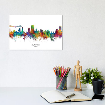 Newport Wales Skyline by Michael Tompsett - Wrapped Canvas Gallery-Wrapped Canvas Giclée