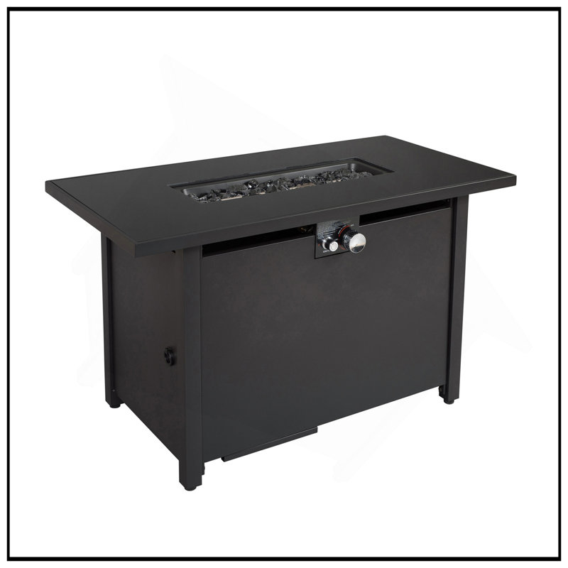 Table de foyer d'extérieur en acier avec couvercle H 25 po x l 42 po