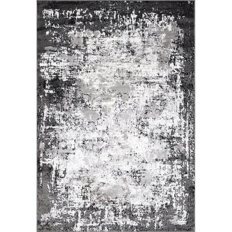 Abstract Area Rug, Rectangle 120 x 170 cm, Black
