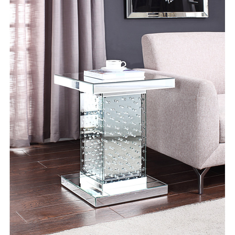 Table de bout, miroir et faux cristaux