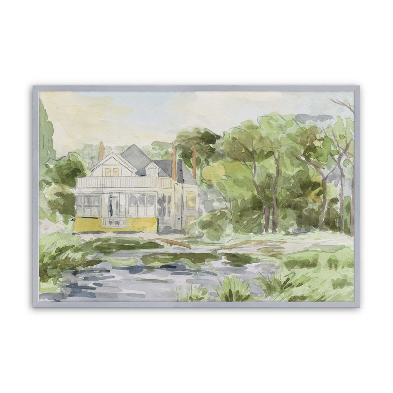 «Tranquil Retreat I» par Melissa Wang, reproduction d'art, Impression sur cadre ouvert sans papier mat, Argent argent