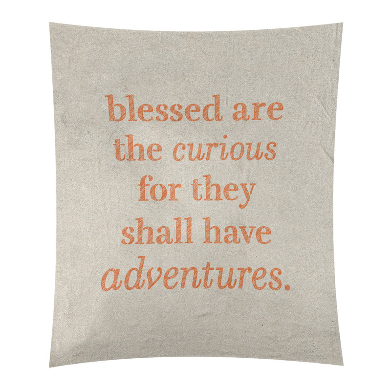 Tapisserie citation manuscrite en polyester, H 104 po x l 88 po, Blanc / orange