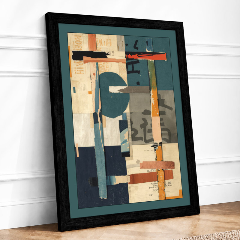 Geometric Abstraction Abstract - Framed Print, A3 - 42.0 x 29.7 cm, Black