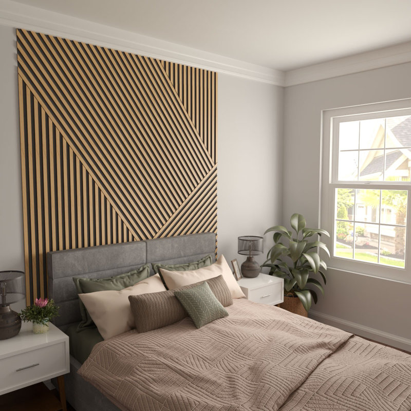 Adjustable Wood Slat Wall Panel Kit, 1"W x 94"H x 0.375"T, Maple