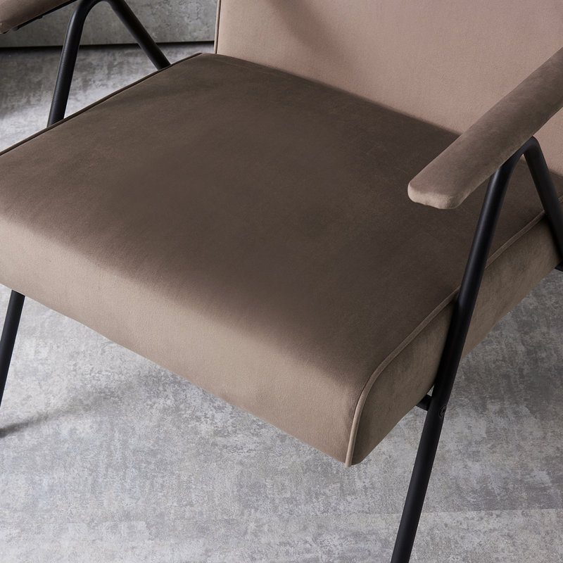 Fauteuil de chambre en métal, Tissu brun