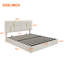 Grand lit tapissier peu encombrant avec rangement hydraulique, velours, usage domestique moderne