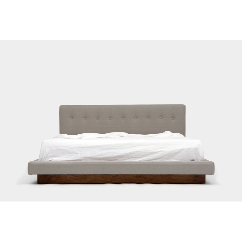 LRG Upholstered Platform Bed, King, Metal Natural