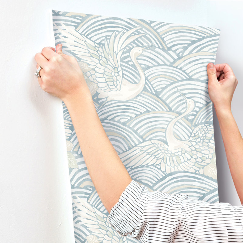 Navarres Stripe Faux Linen Wallpaper, Blue