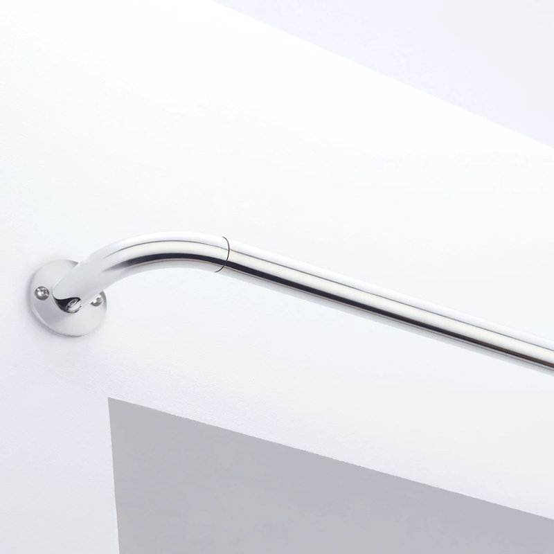 Akzel Adjustable 3cm Single Curtain Pole, 5cm H x 120cm W x 9cm D, Chrome
