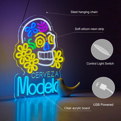 Neon Sign For Wall Décor Model Beer Bar Cerveza Neon Light Up Signs For Man Cave Pub Store Party Club LED Lights Decor