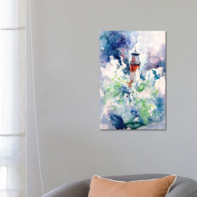 Lighthouse At Storm by Anna Brigitta Kovacs - Wrapped Canvas Print