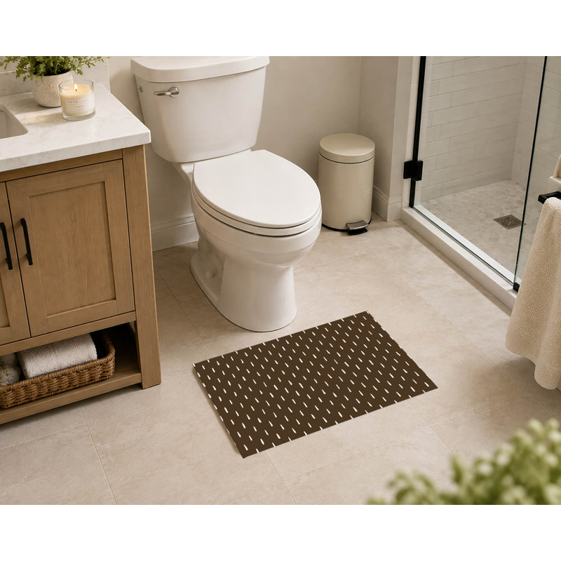 Tapis de toilette rectangulaire absorbant et antidérapant Long Drop, 17" L x 24" W, Brun moka