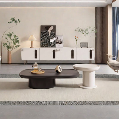 Combinaison meuble télé de style crème avec table basse