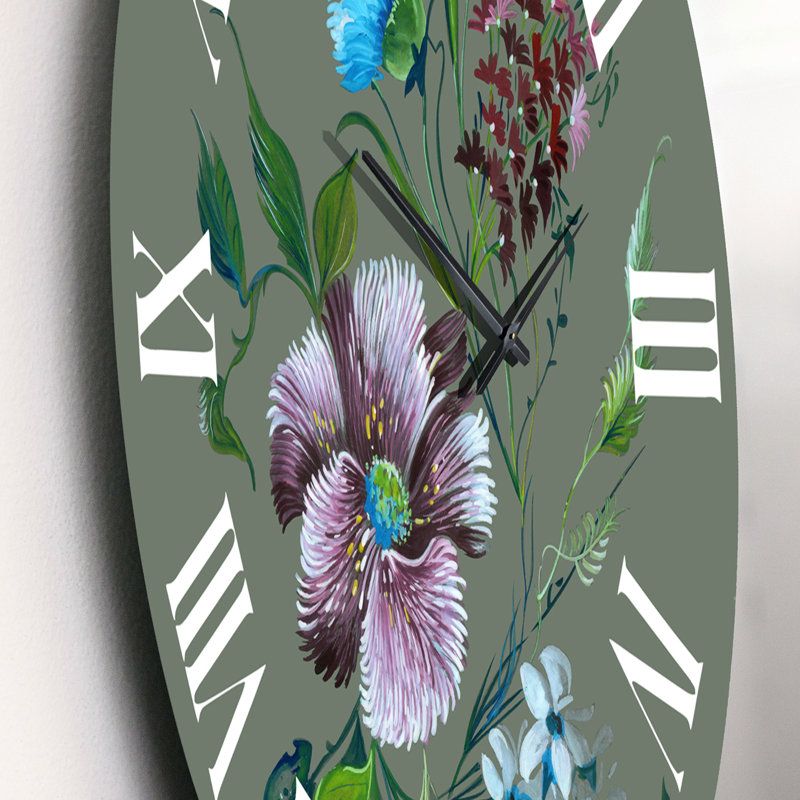 Horloge murale traditionnelle mauve et turquoise, Moyen