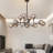 12 Light Black Chandelier Modern Pendant Light with Smoky Gray Globe Glass Shade, Multi-Directional Lighting, Iron and Glass Frame, Rod Suspension for Living Dining Kitchen, E26 Base, Hardwired