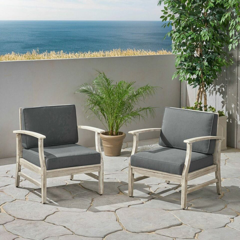 Ensemble de 2 chaises club, Brun, Gris foncé