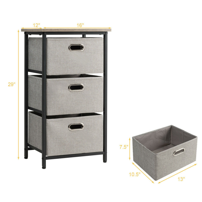 Commode 3 tiroirs, Noir