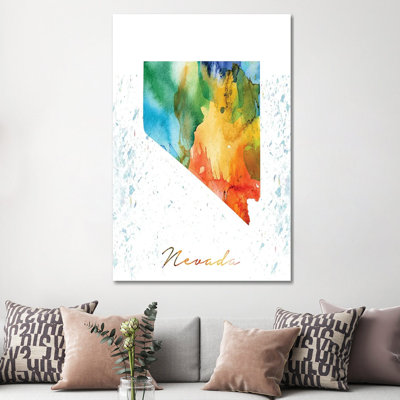 Nevada State Colourful - Wrapped Canvas Print