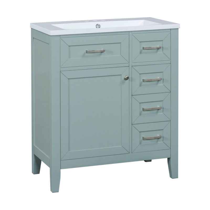 Meuble-lavabo 30 po avec lavabo, Argent argent, Vert