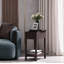 Dark Coffee Flip Side Table with Storage Shelf, Retro Accent Table for Home