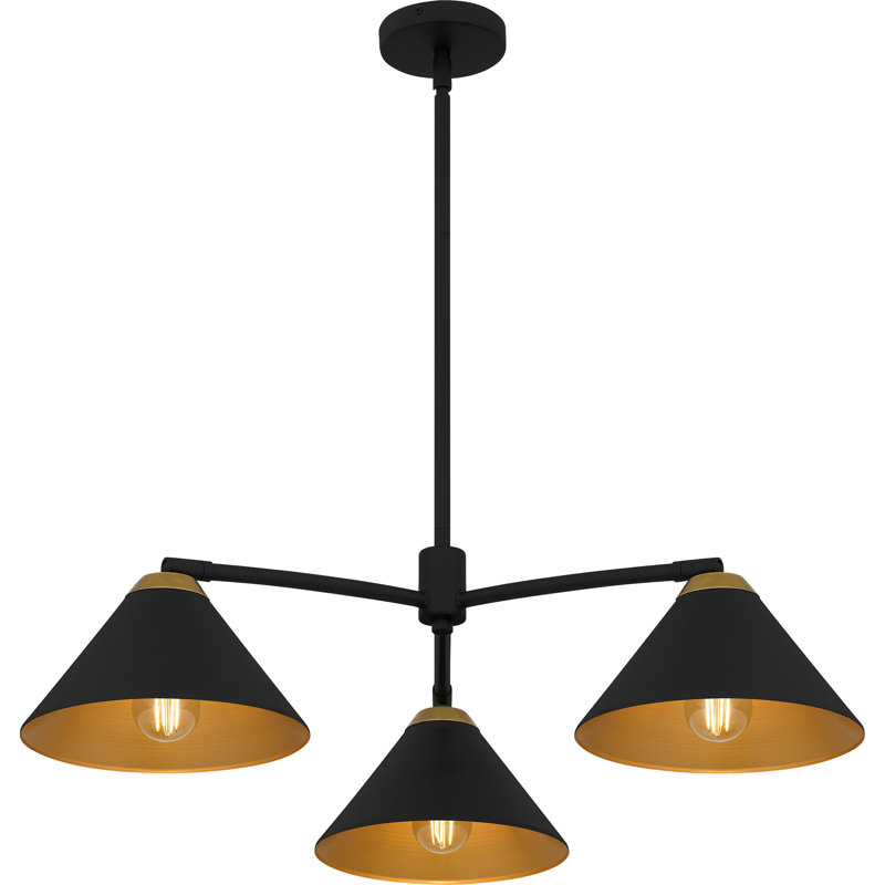 Lustre noir mat à 3 lumières Alterma