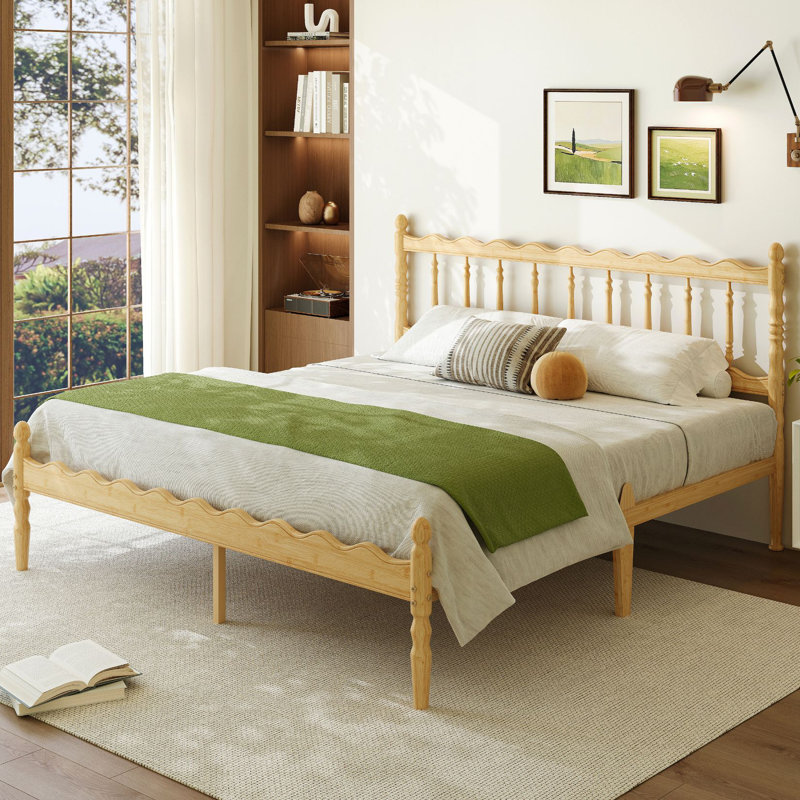 14" Traditional Solid Wood King Bed with Headboard, King