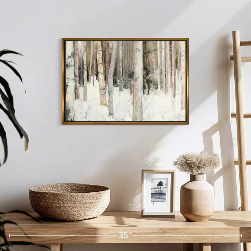 Lumière chaude d'hiver III, 19 po x 13 po, Cadre flottant doré