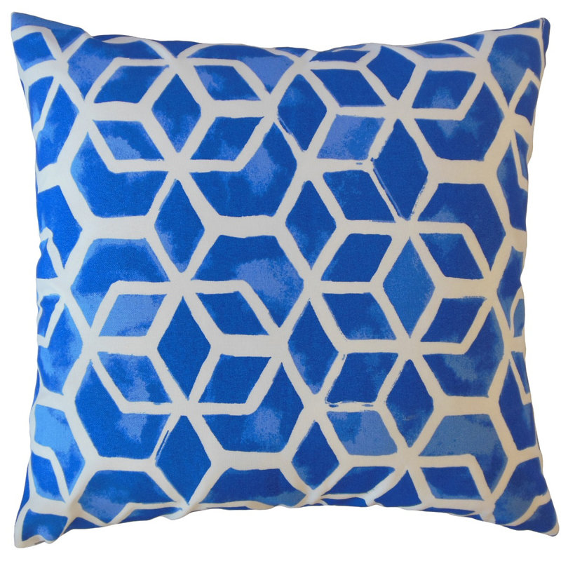 Coussin Zareh, 18 po x 18 po, Coussin décoratif, Bleu foncé